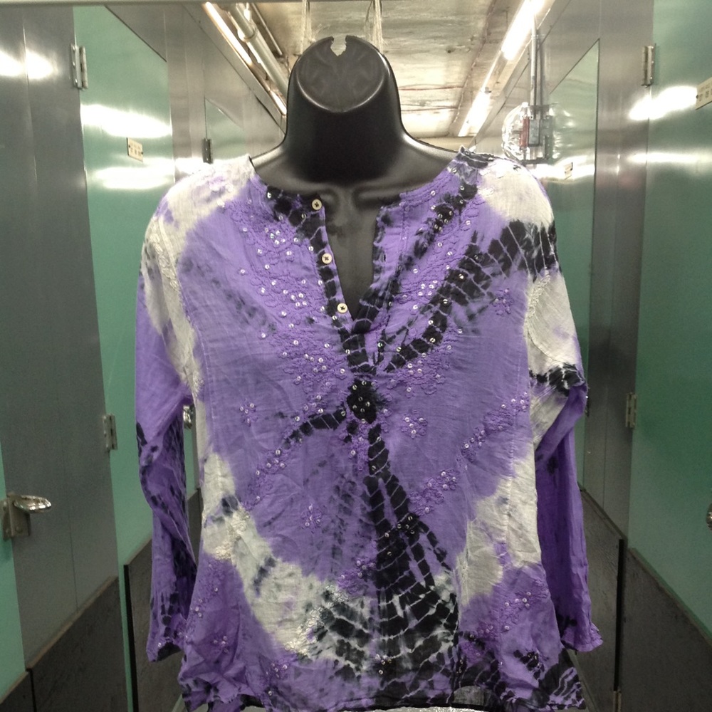 PURPLE TIE & DYE LONGSLEEVE LIGHTWEIGHT SHIRT SZ M